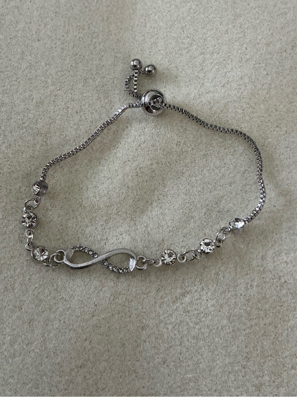 Adjustable Silver Infinity Slider Bracelet
